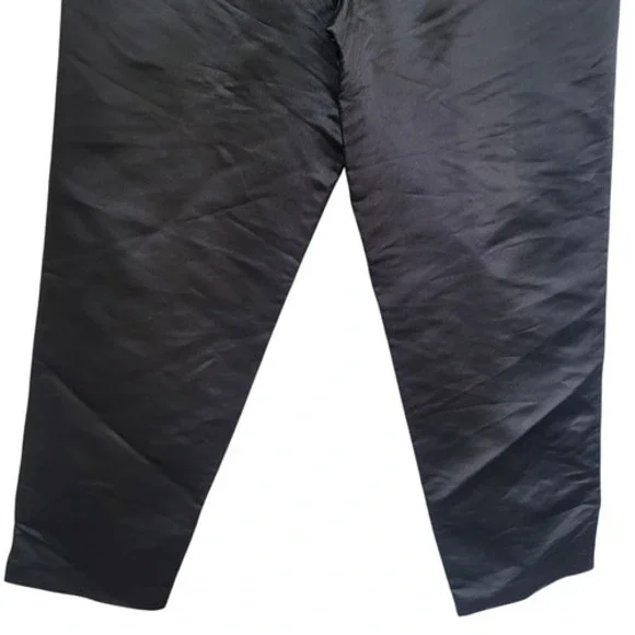DUE per DUE Bloomingdales Black Silk Blend Satin Tapered Crop Pant Sz 14 34x28 - Picture 6 of 8